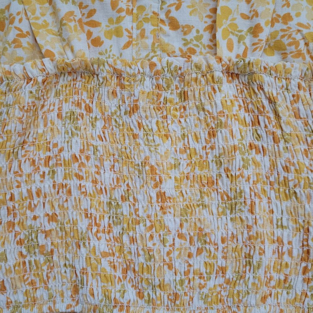 Monteau Yellow Floral Button Front Cropped Tank Top Size Medium Coquette - Picture 7 of 10